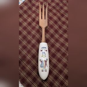 Vintage Serving Fork Utensil 1970s Japan porcelain Handle